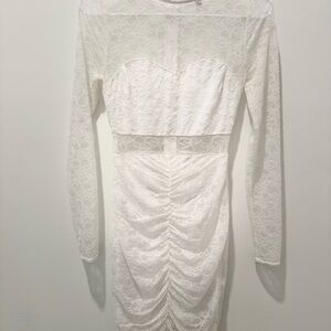 Guess laced White Long Sleeve Ruched Dress